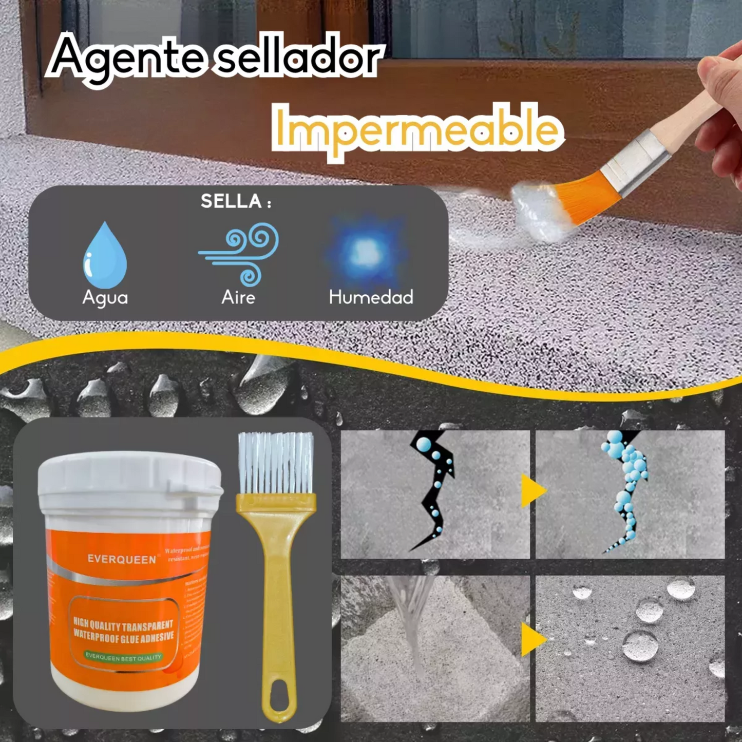 ADHESIVO SELLADOR TRANSPARENTE IMPERMEABLE 1KG