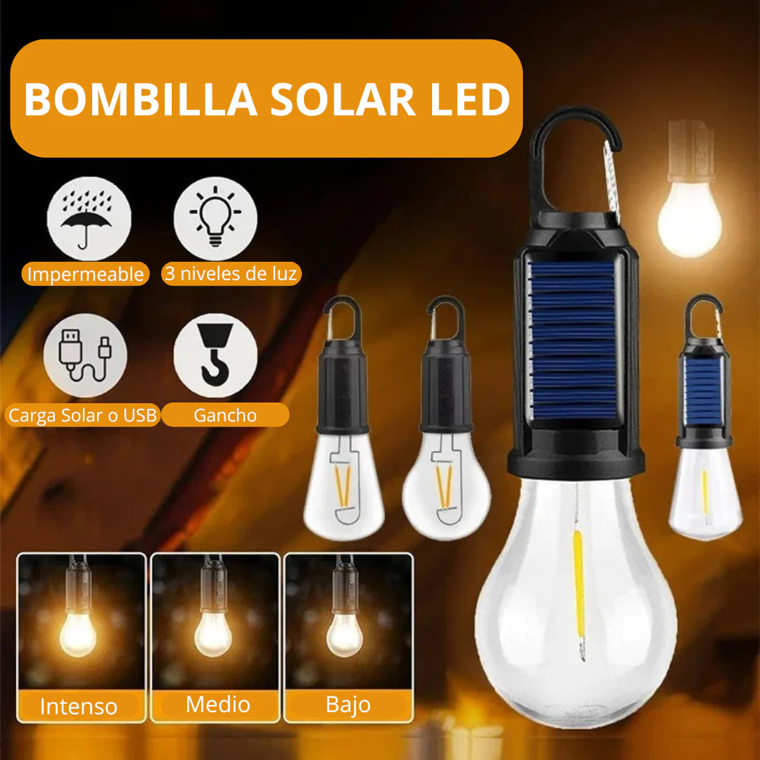 ¡¡Pack 4 unidades!! Ampolleta Recargable Solar y USB